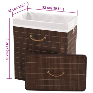vidaXL Bamboo Laundry Basket Rectangular Dark Brown