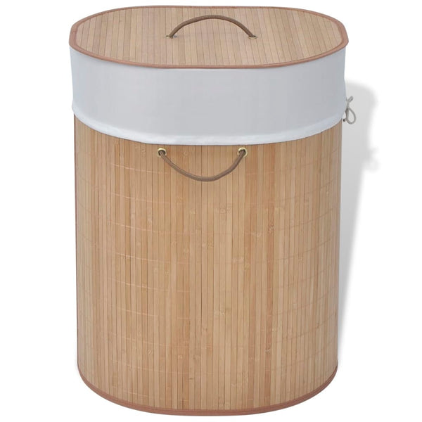 vidaXL Bamboo Laundry Basket Oval Natural