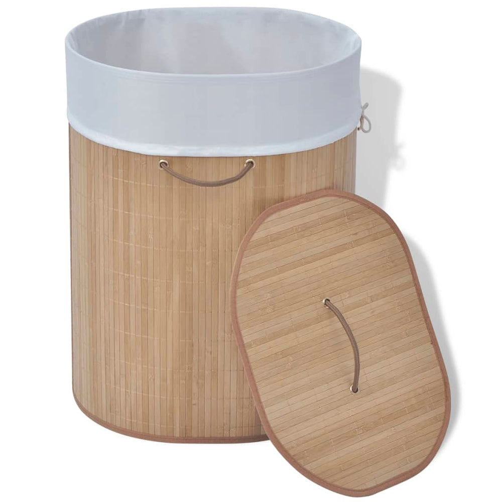 vidaXL Bamboo Laundry Basket Oval Natural