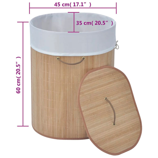 vidaXL Bamboo Laundry Basket Oval Natural
