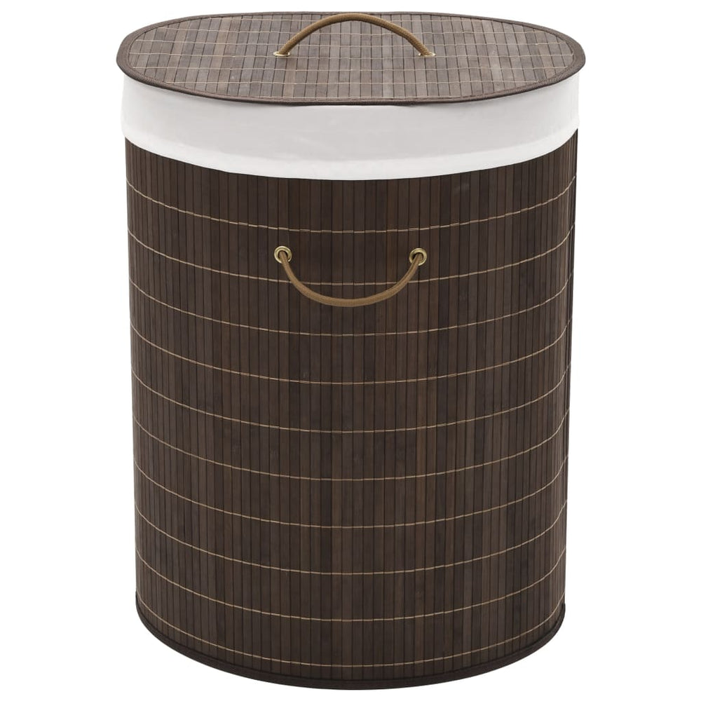 vidaXL Oval Dark Brown Bamboo Laundry Basket