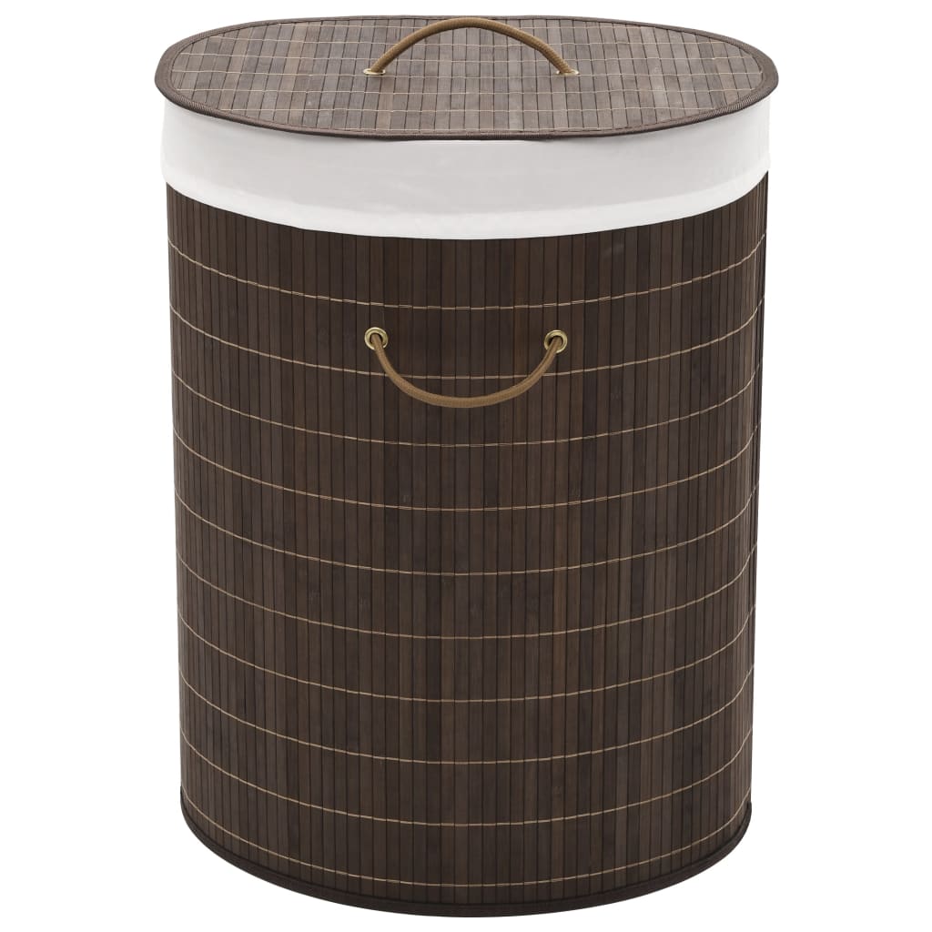 vidaXL Oval Dark Brown Bamboo Laundry Basket