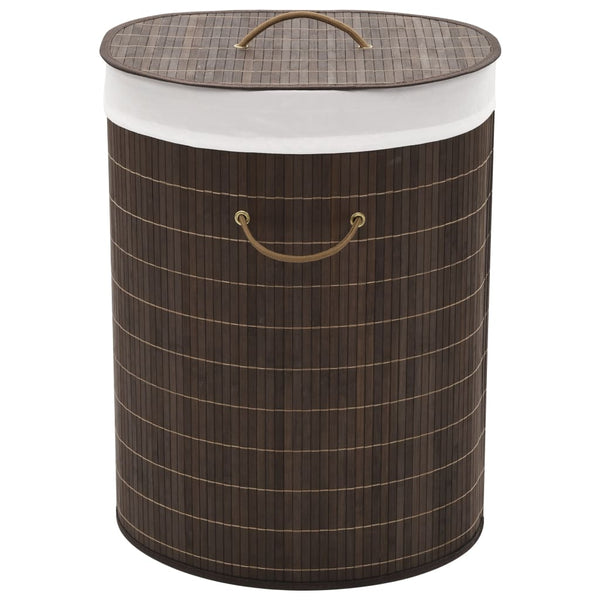 vidaXL Oval Dark Brown Bamboo Laundry Basket