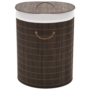 vidaXL Oval Dark Brown Bamboo Laundry Basket