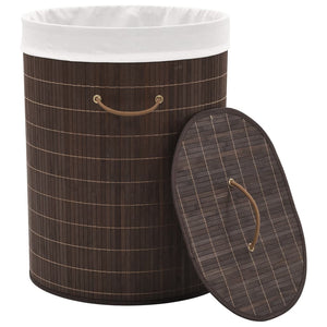 vidaXL Oval Dark Brown Bamboo Laundry Basket