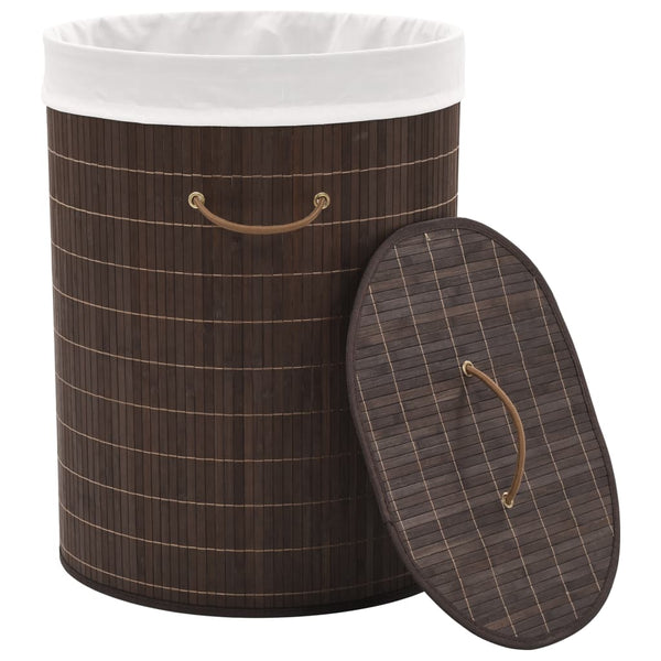 vidaXL Oval Dark Brown Bamboo Laundry Basket