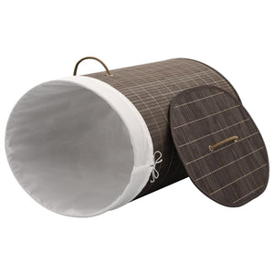 vidaXL Oval Dark Brown Bamboo Laundry Basket