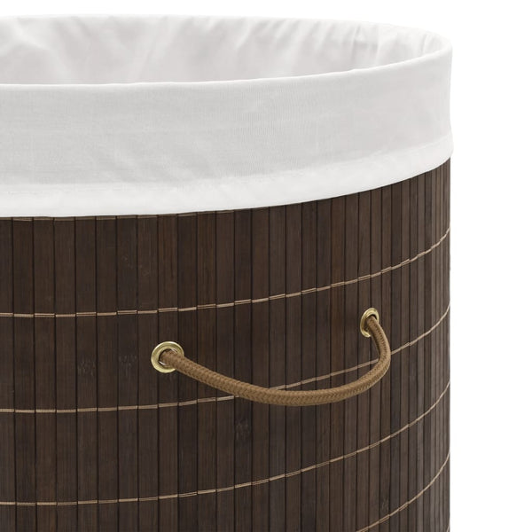 vidaXL Oval Dark Brown Bamboo Laundry Basket