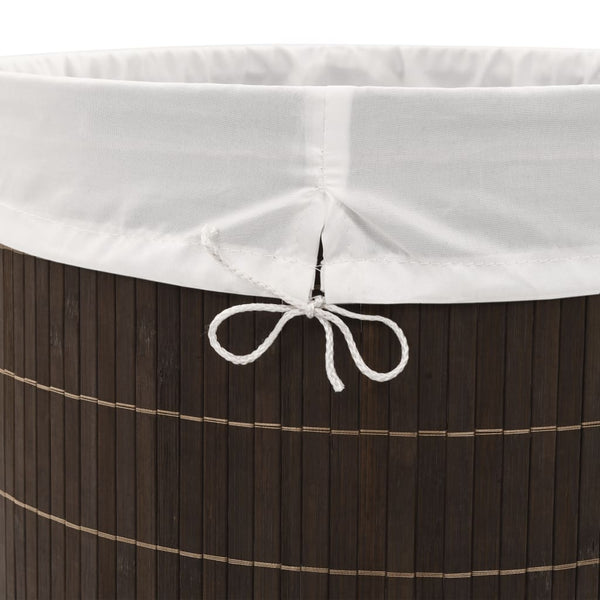 vidaXL Oval Dark Brown Bamboo Laundry Basket
