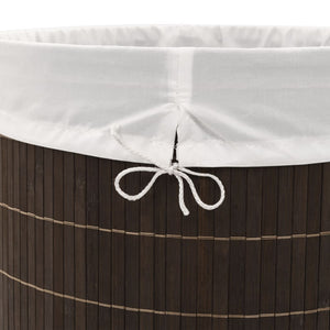 vidaXL Oval Dark Brown Bamboo Laundry Basket