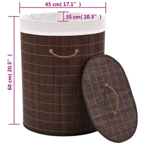 vidaXL Oval Dark Brown Bamboo Laundry Basket