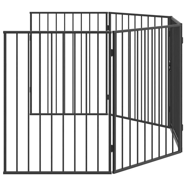 vidaXL Fireplace Safety Screen for Pets Steel Black