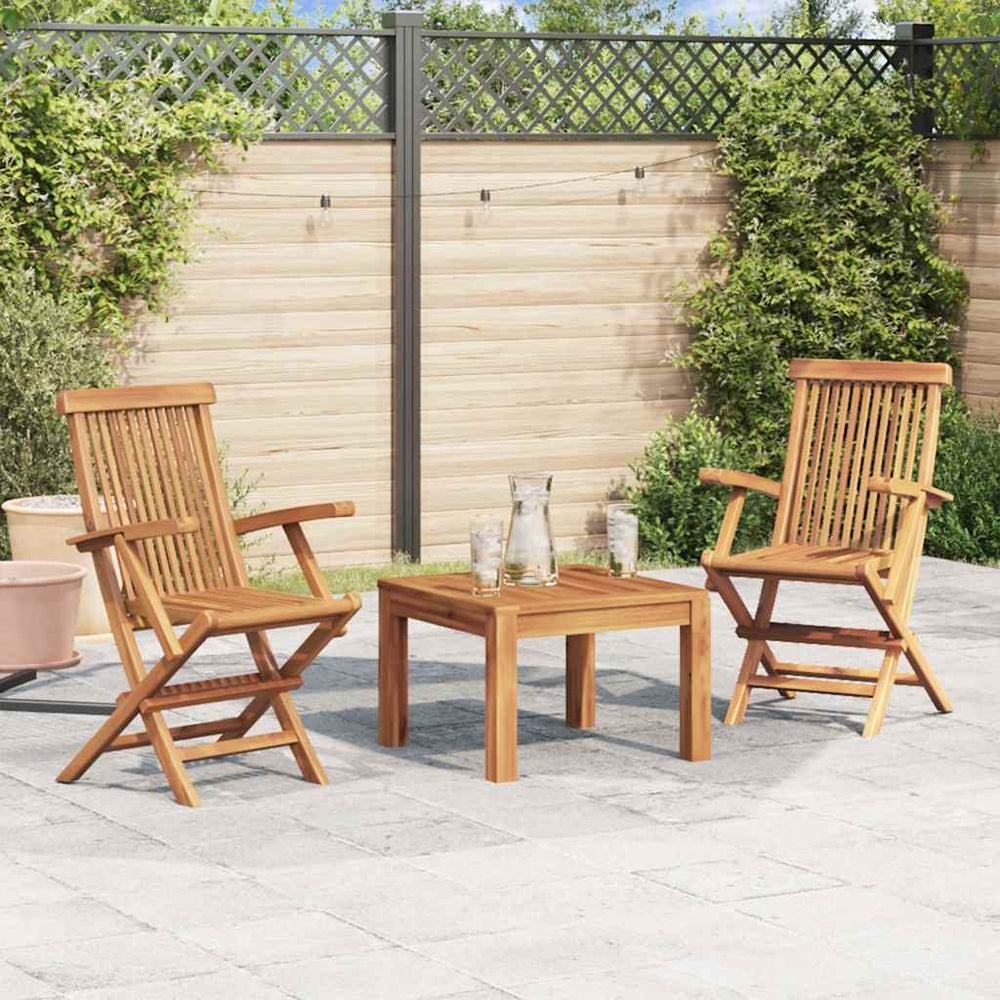 vidaXL Garden Chairs 2 pcs. Foldable Solid Teak Wood