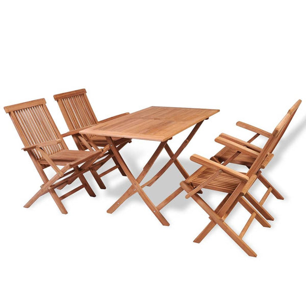 vidaXL 5-Piece Folding Outdoor Dining Set Solid Teak Wood