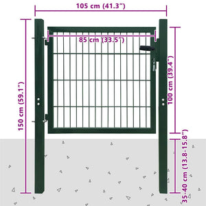vidaXL Garden Gate Steel Green 100x100 cm