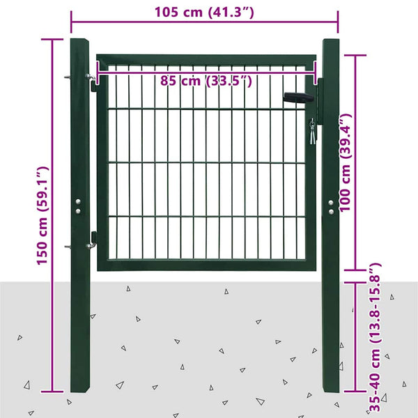 vidaXL Garden Gate Steel Green 100x100 cm