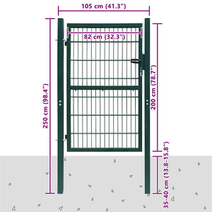 vidaXL Steel Garden Gate 100 x 200 cm Green