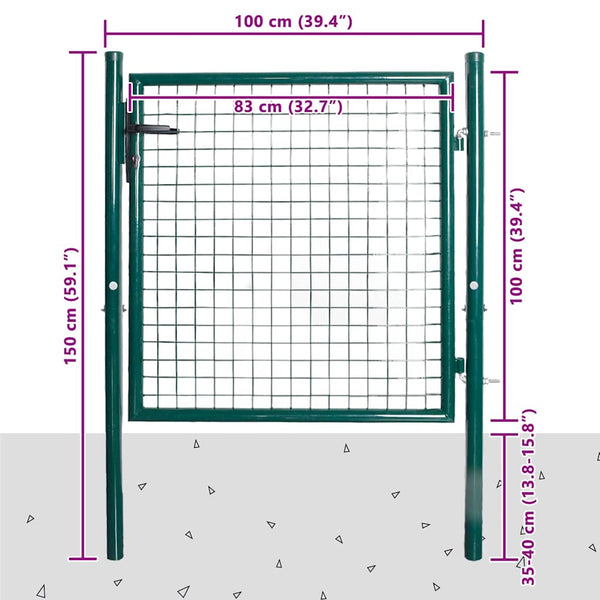 vidaXL Single Door Garden Gate 100x100 cm Powder-Coated Steel