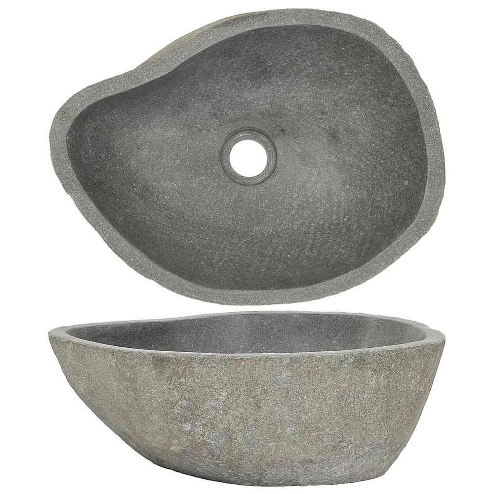 vidaXL Oval River Stone Sink (37-46)x(29-36) cm