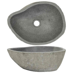 vidaXL Oval River Stone Sink (37-46)x(29-36) cm