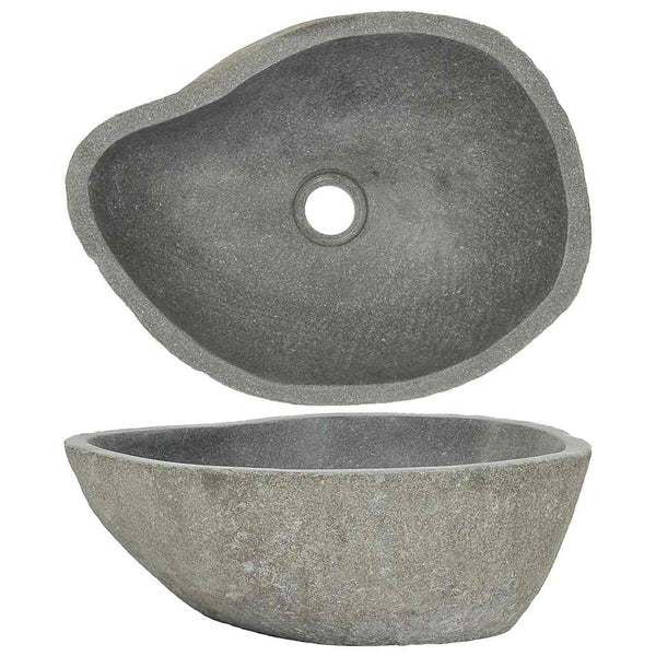 vidaXL Oval River Stone Sink (37-46)x(29-36) cm