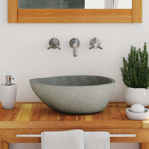 vidaXL Oval River Stone Sink (37-46)x(29-36) cm