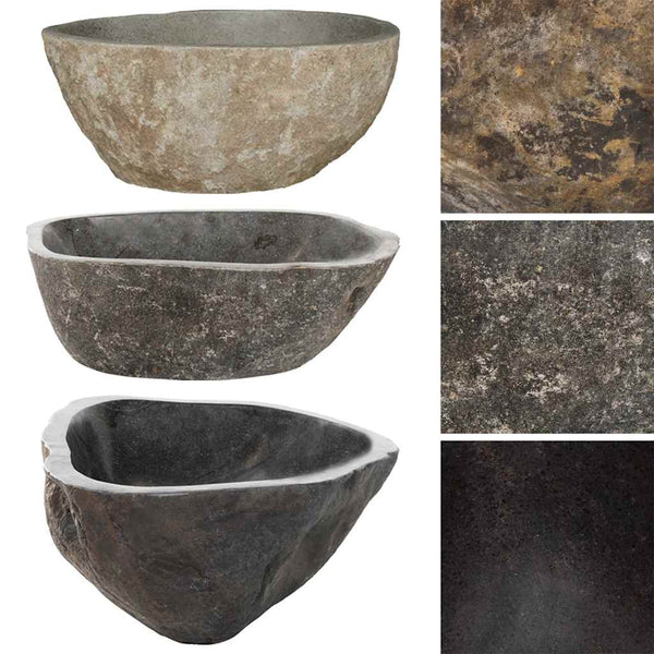 vidaXL Oval River Stone Sink (37-46)x(29-36) cm