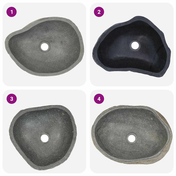 vidaXL Oval River Stone Sink (37-46)x(29-36) cm