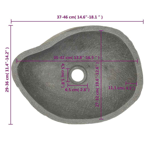 vidaXL Oval River Stone Sink (37-46)x(29-36) cm