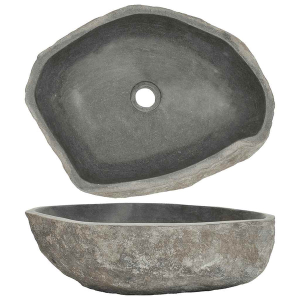 vidaXL Oval River Stone Sink (45-53)x(34-41) cm