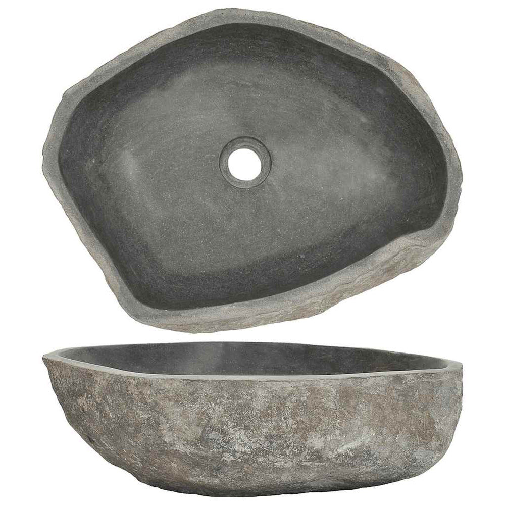 vidaXL Oval River Stone Sink (45-53)x(34-41) cm