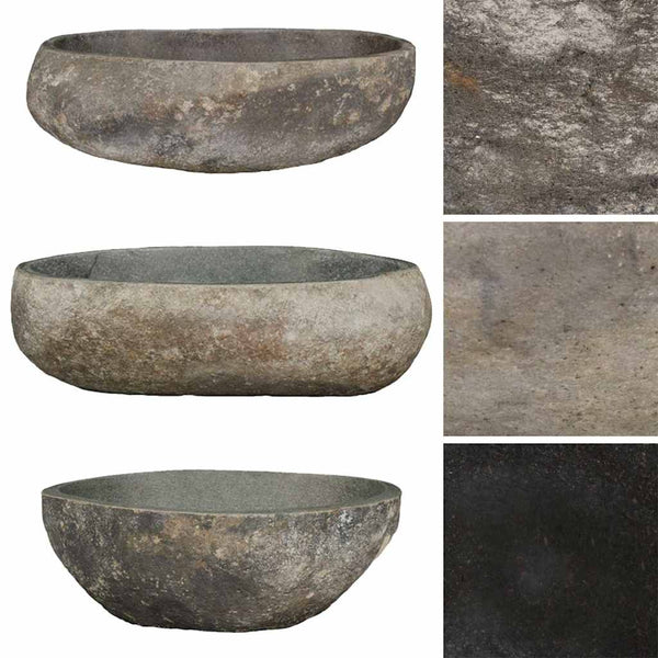 vidaXL Oval River Stone Sink (45-53)x(34-41) cm