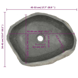 vidaXL Oval River Stone Sink (45-53)x(34-41) cm