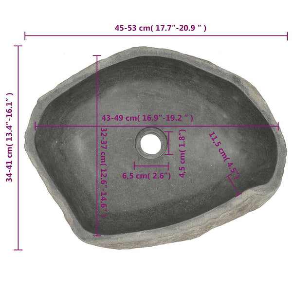 vidaXL Oval River Stone Sink (45-53)x(34-41) cm