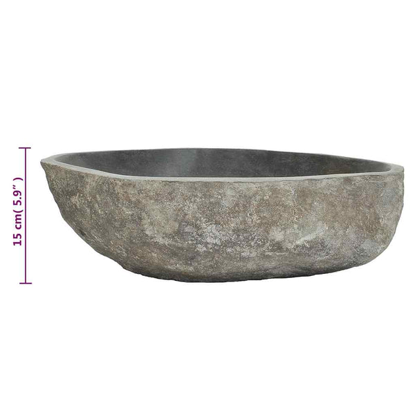 vidaXL Oval River Stone Sink (45-53)x(34-41) cm