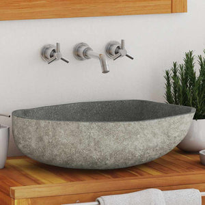vidaXL Oval River Stone Sink (45-53)x(34-41) cm