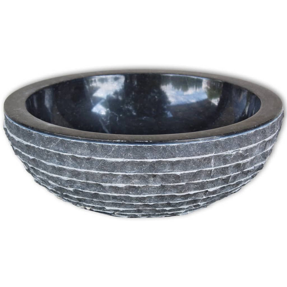 vidaXL Wash Basin Marble 40 cm Black