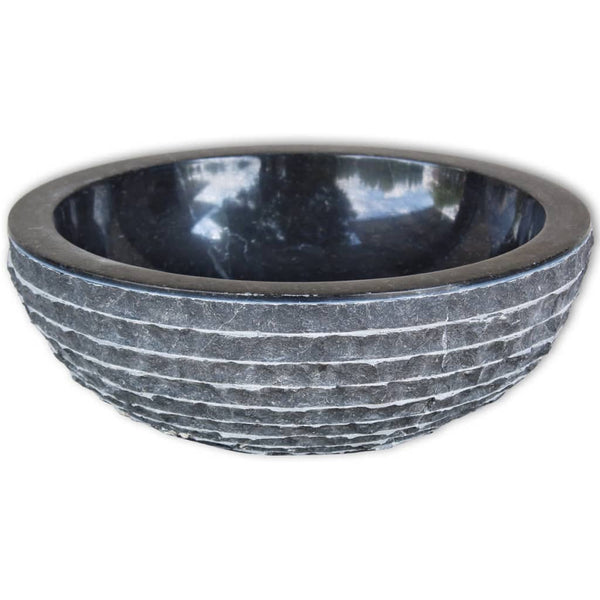 vidaXL Wash Basin Marble 40 cm Black