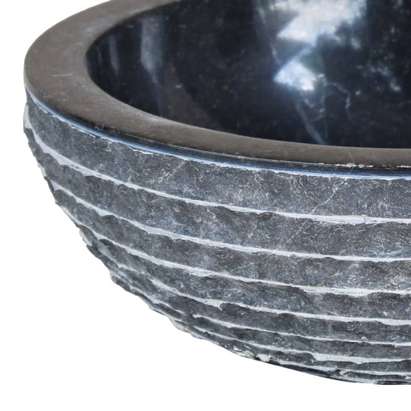 vidaXL Wash Basin Marble 40 cm Black