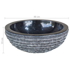 vidaXL Wash Basin Marble 40 cm Black