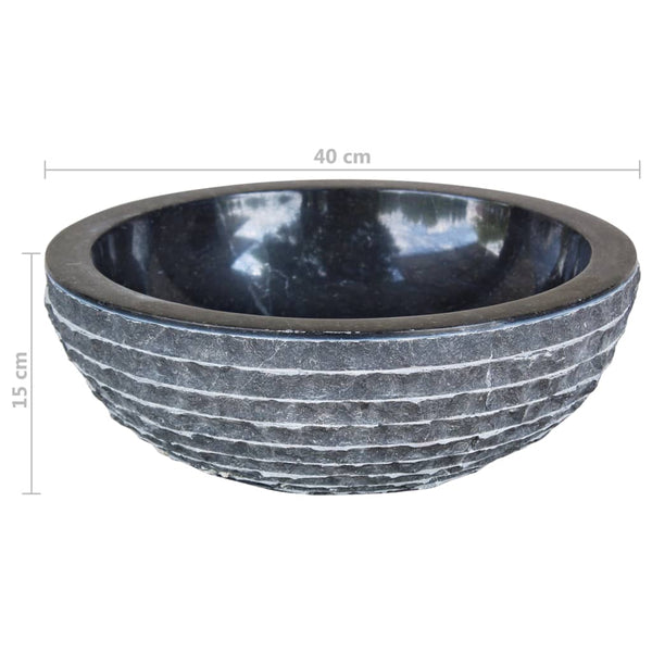 vidaXL Wash Basin Marble 40 cm Black