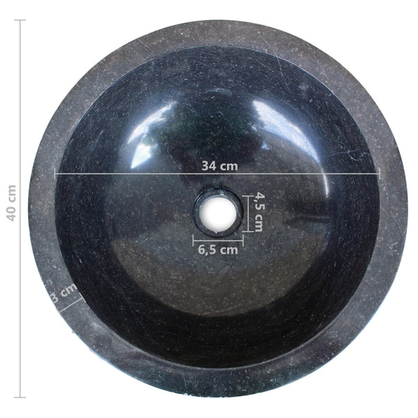 vidaXL Wash Basin Marble 40 cm Black