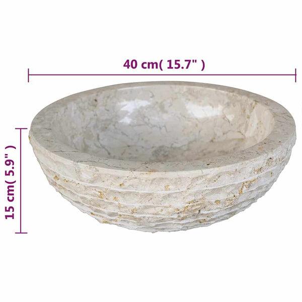 vidaXL Marble Wash Basin 40 cm Cream
