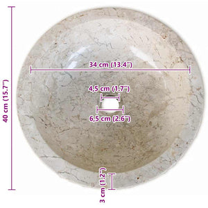 vidaXL Marble Wash Basin 40 cm Cream