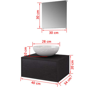 vidaXL 3-Piece Bathroom Furniture Set with Sink Black