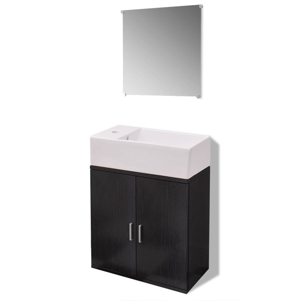 vidaXL 3-Piece Bathroom Furniture Set with Sink Black