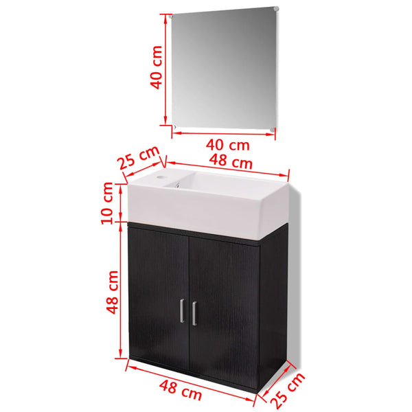 vidaXL 3-Piece Bathroom Furniture Set with Sink Black