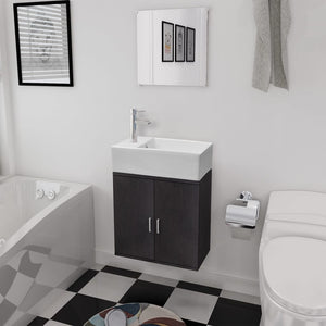 vidaXL 3-Piece Bathroom Furniture Set with Sink Black