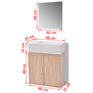 vidaXL 3-Piece Bathroom Furniture Set with Sink Beige