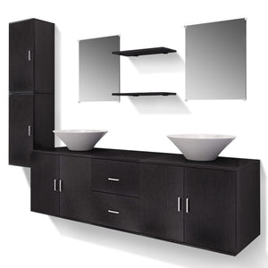 vidaXL 9-piece Bathroom Furniture and Sink Set Black